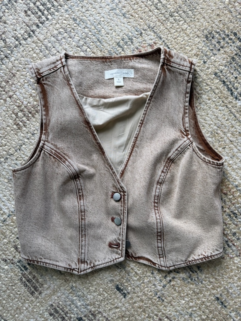 Treasure & Bond Neutral Taupe Denim Vest